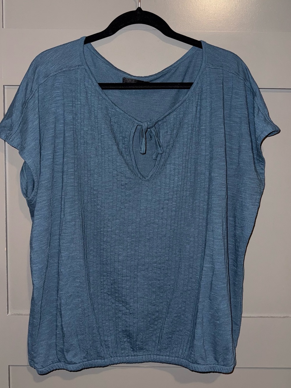 Prana Sky Blue Tie-Neck Short Sleeve Tunic